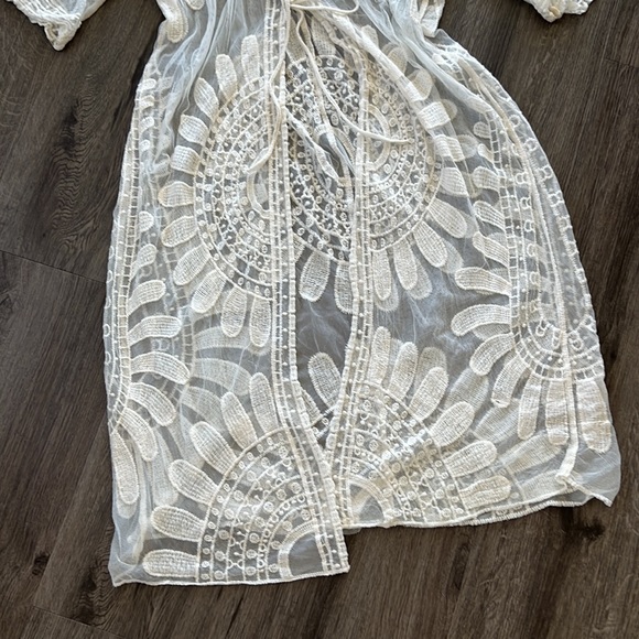 🦋 Floral bohemian sheer kimono beach cover up - Picture 11 of 12